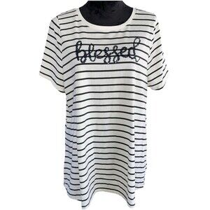 Lane Bryant Top 14 16 Striped Short Sleeve Top Blessed Sequined